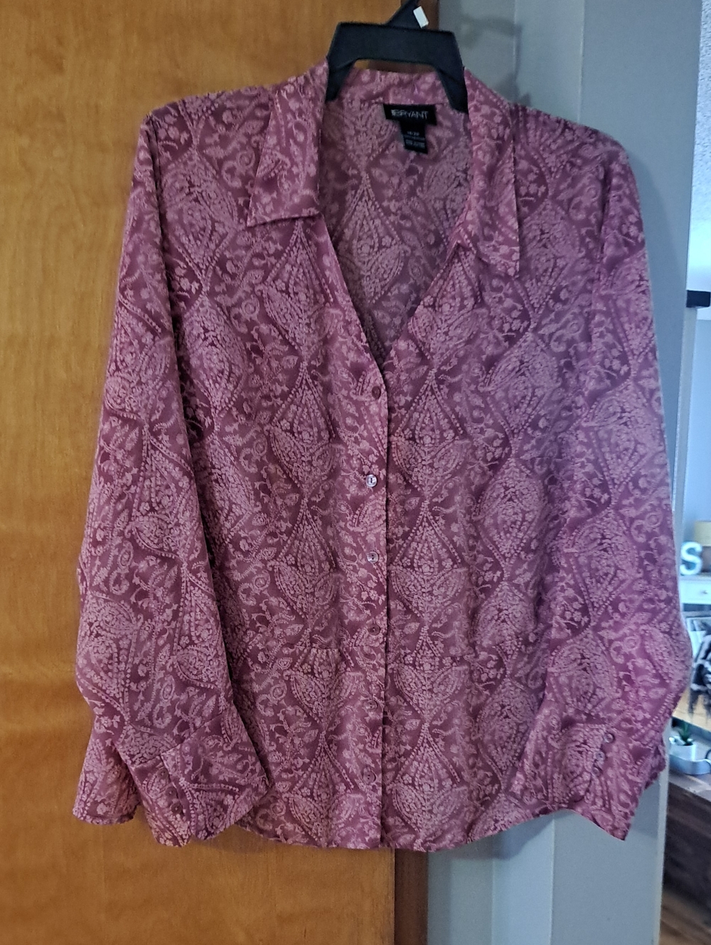 Lane Bryant Mauve Paisley Button-Down Blouse